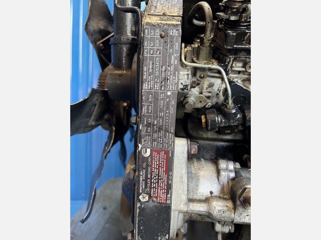 1992 CUMMINS B5.9 Engine Assembly