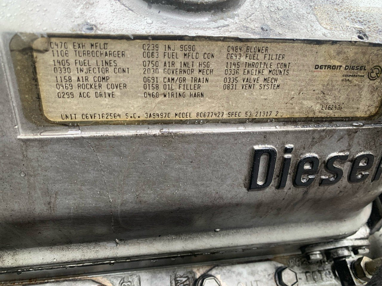 1988 DETROIT DIESEL 6V-92TA Engine Assembly