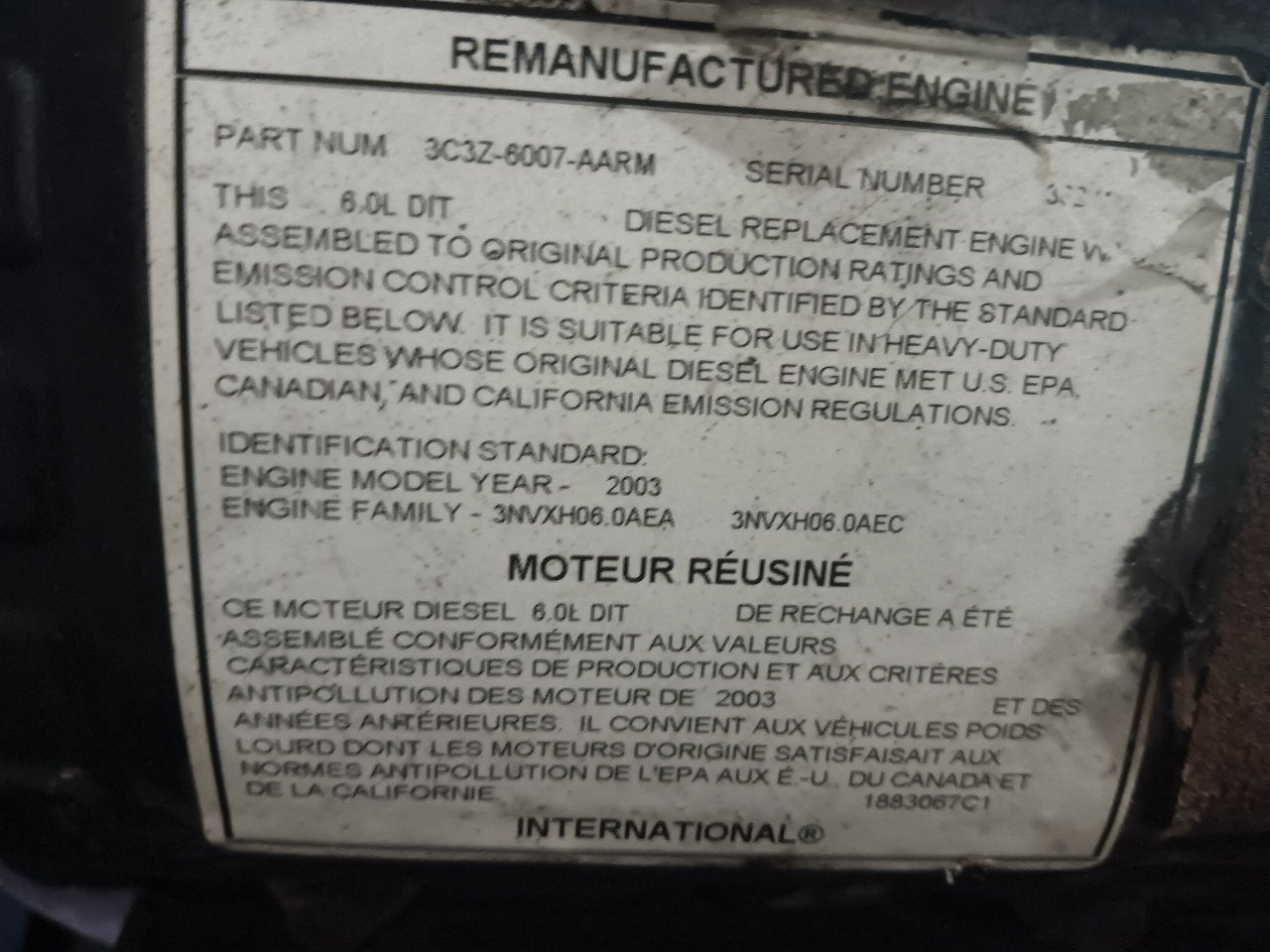 2003 FORD F - 250 Engine Assembly