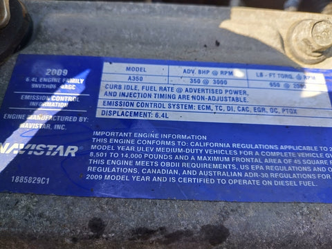 2009 FORD 6.4L A350 Engine Assembly