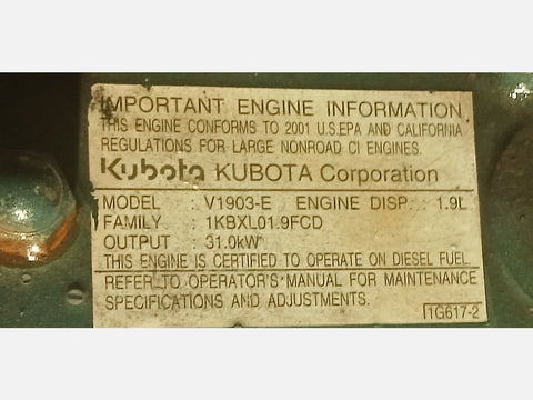 2001 KUBOTA V1903-E Engine Assembly